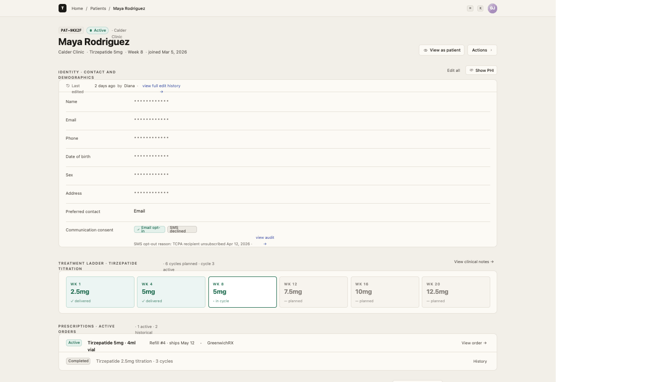 Patient detail - HIPAA-compliant record view
