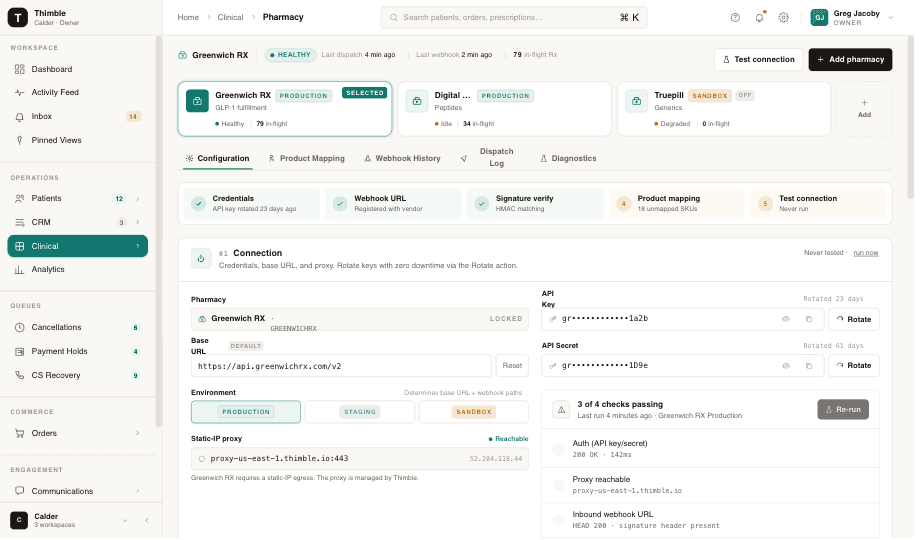 Pharmacy Platform - fulfillment queue and routing rules
